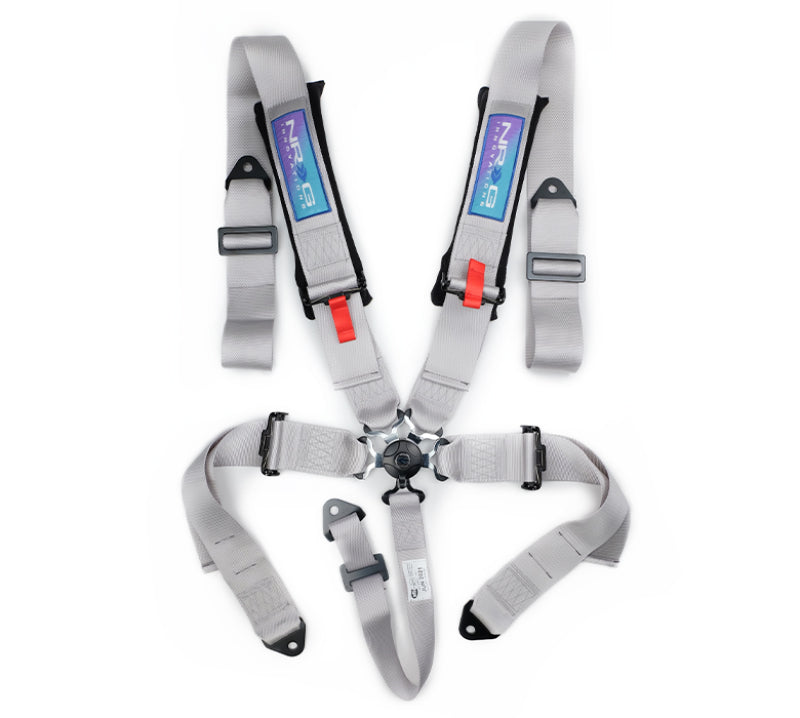 NRG 5PT 3in. Seat Belt Harness / Cam Lock - Silver - SBH-B6PCSL - front view