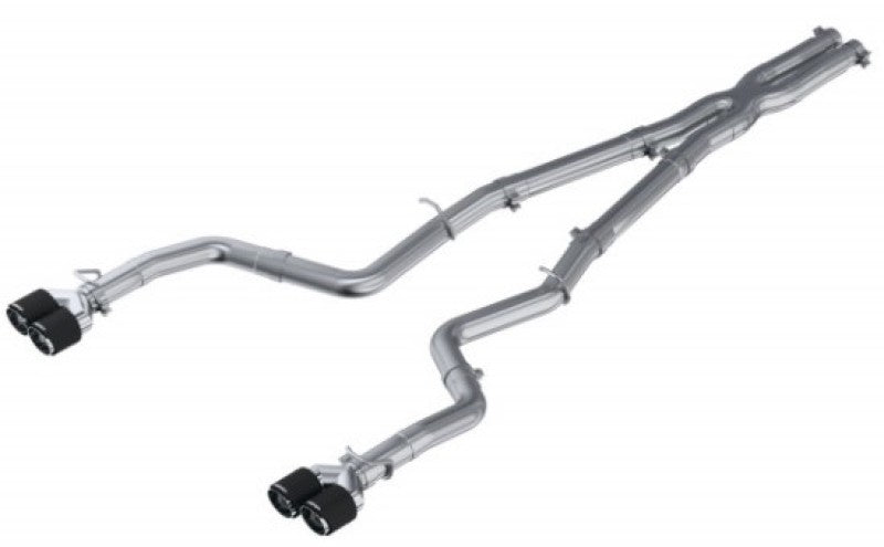 MBRP 15-16 Dodge Challenger 5.7L HEMI SS 3in Quad Split Rear Exit w/ Carbon Fiber Tips - T304 - S71163CF