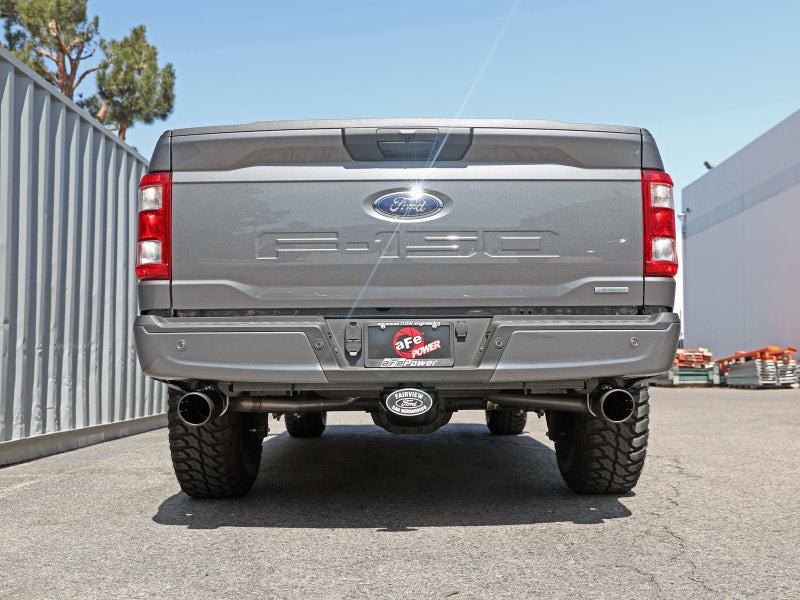 aFe Vulcan 3in 304 SS Cat-Back Exhaust 2021 Ford F-150 V6 2.7L/3.5L (tt)/V8 5.0L w/ Black Tips - 49-33127-B