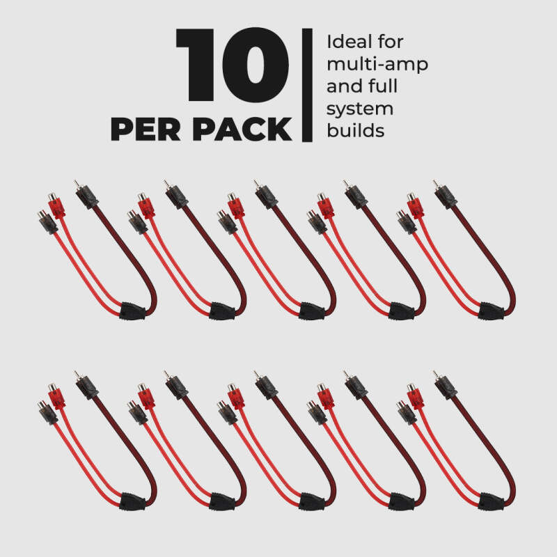DS18 Level 2 RCA Y Connector 1 Male to 2 Female 10 x Pack - R1M2F.10PK - rear view
