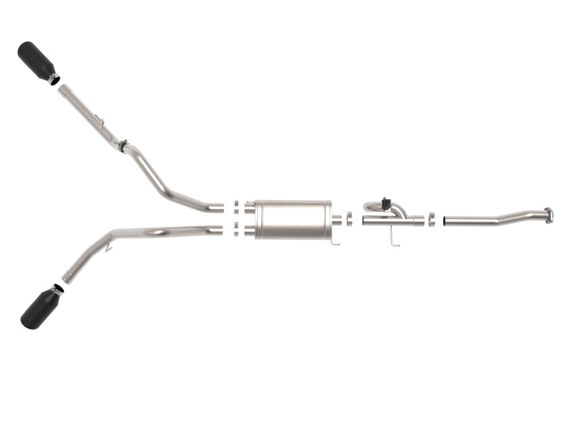 aFe Gemini XV 3in 304 SS Cat-Back Exhaust 15-20 Ford F-150 V6 2.7L/3.5 w/ Black Tips - 49-33123-B