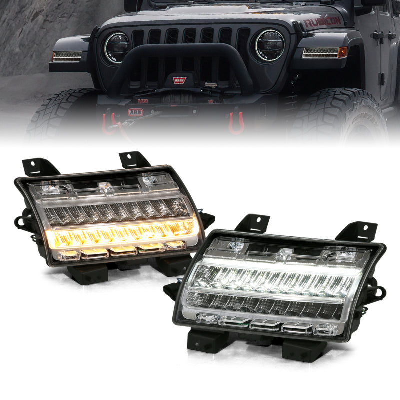 ANZO 18-19 Jeep Wrangler JL Halogen Chrome Clear w/ Sequential Signal - 511083