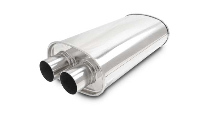 Vibrant Universal Streetpower 2.25in Stainless Steel Dual In-Out Oval Muffler - 10534