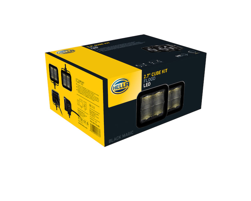 Hella Universal Black Magic 2.7in L.E.D. Cube Kit - Flood Beam - 358176801