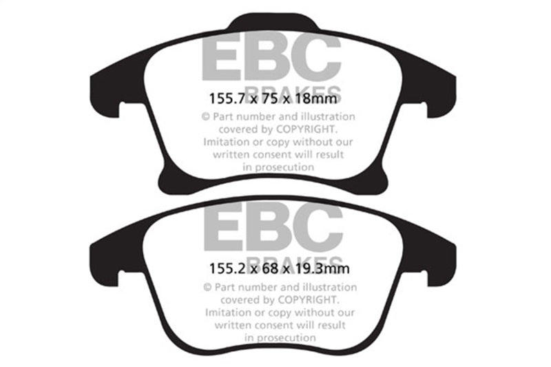 EBC 13+ Ford Fusion 1.6 Turbo Ultimax2 Front Brake Pads - UD1653