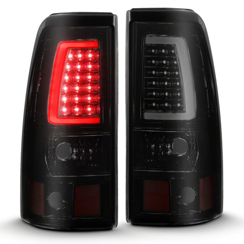 Raxiom 03-06 Chevrolet Silverado 1500 Axial Series LED Tail Lights- Black Housing- Smoked Lens - S116533 - front view