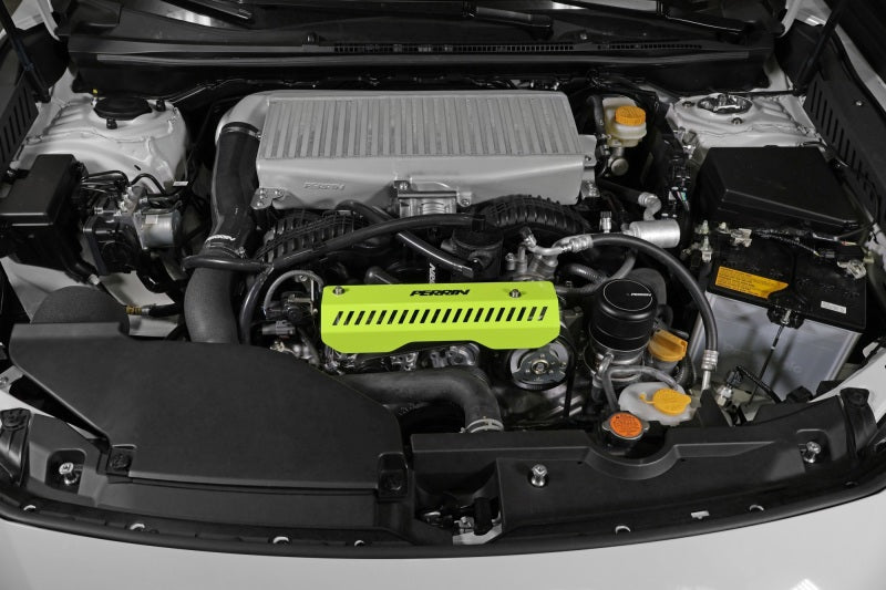 Perrin 22-23 Subaru WRX Pulley Cover (Short Version - Works w/AOS System) - Neon Yellow - PSP-ENG-154NY