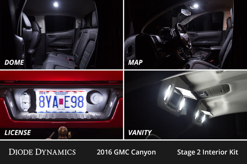 Diode Dynamics 15-22 GMC Canyon Interior LED Kit Cool White Stage 1 - DD0497 for 2018 GMC Canyon - installed view