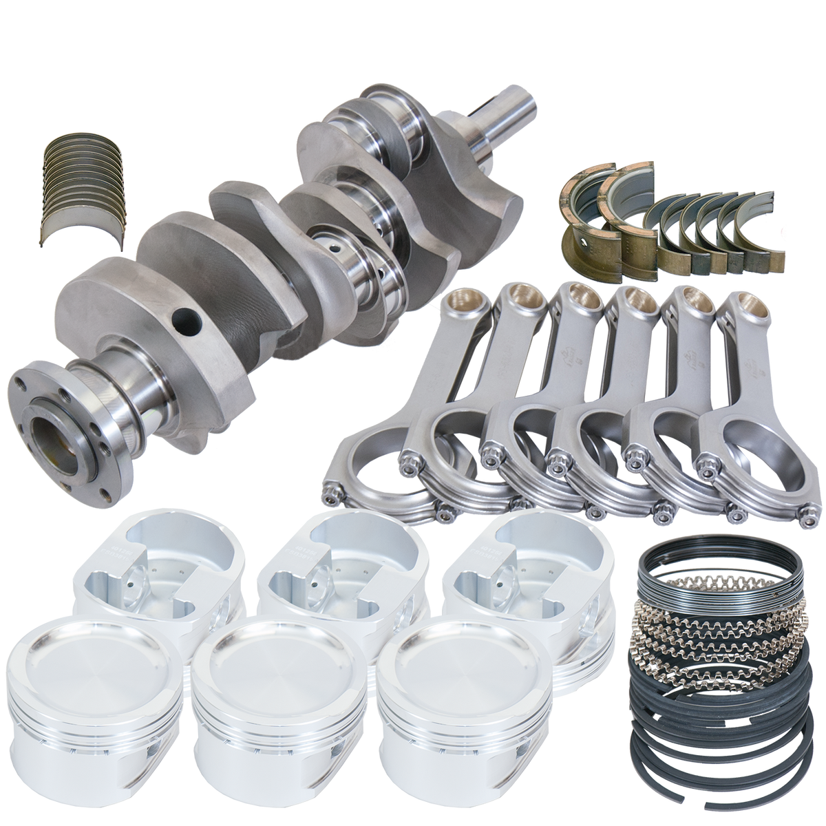 Eagle Buick 3.8L V6 3.625in 4140 Steel Crank 6.300in H-Beam -26.2cc 3.819in Piston Balanced Assembly - B45101U3819 - front view