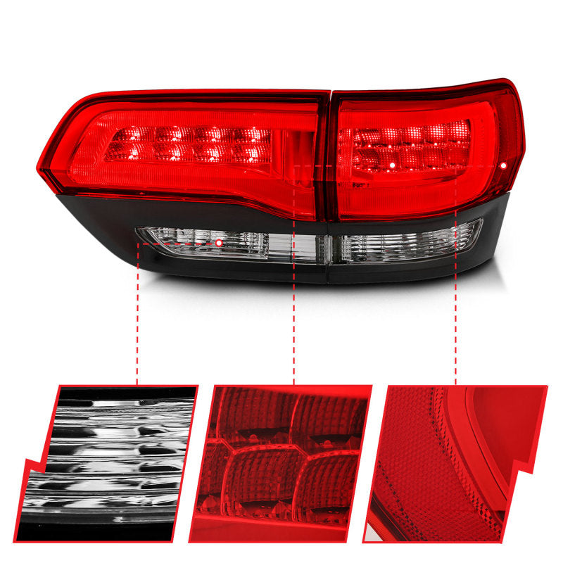 ANZO 2014-2016 Jeep Grand Cherokee LED Taillights Red/Clear - 311268