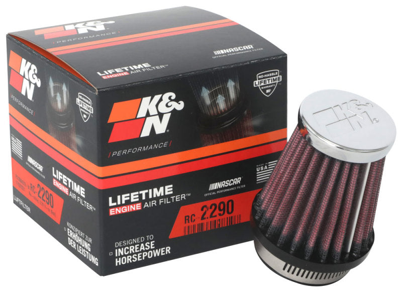 K&amp;N Universal Chrome Filter 1 9/16 inch FLG / 2 5/8 inch Bottom / 2 inch Top / 3 inch Height - RC-2290