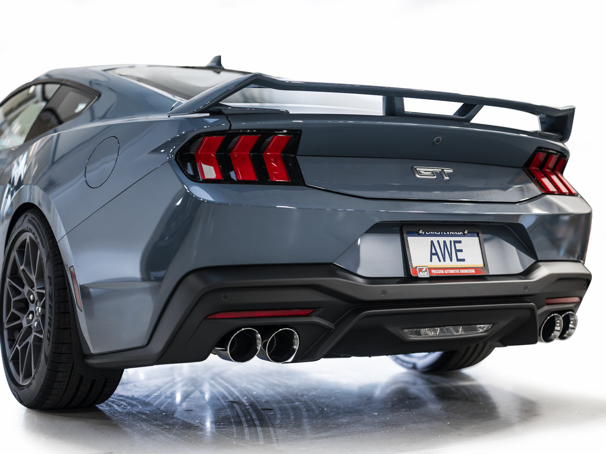 AWE 2024 Ford Mustang GT Fastback S650 RWD SwitchPath Catback Exhaust w/ Quad Chrome Silver Tips - 3025-42650