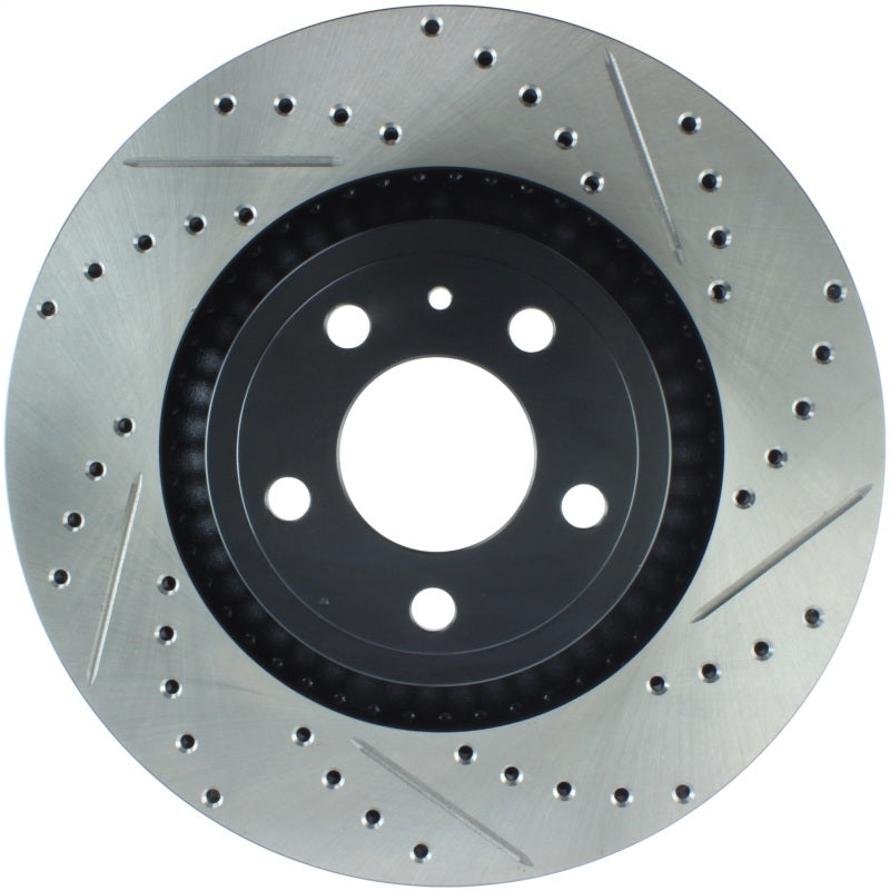 StopTech Slotted &amp; Drilled Sport Brake Rotor - 2015 Ford Mustang Non-Brembo - Front Left - 127.61114L