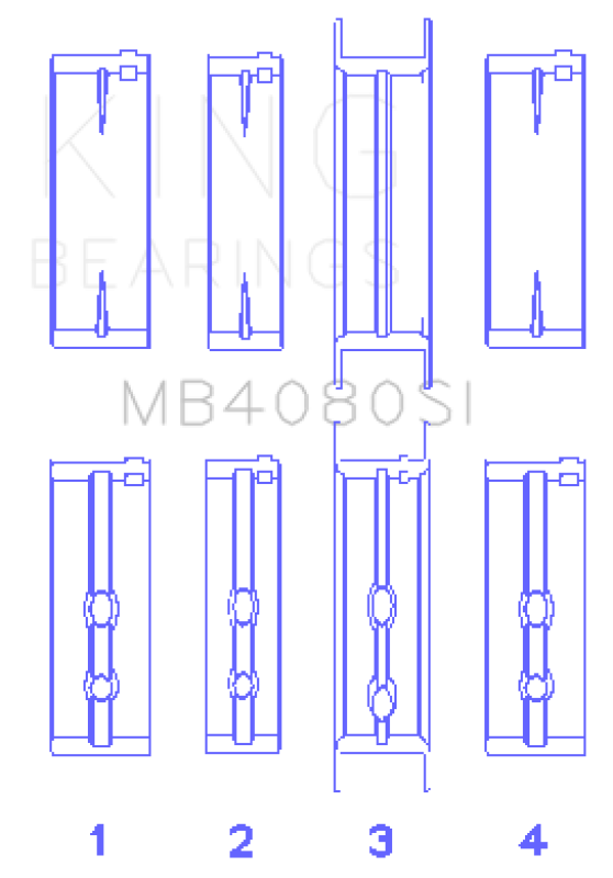 King Engine Bearings Gmc 2.8L/3.4L V6 173Ci/207Ci (Size +0.50mm) Main Bearing Set - MB4080SI0.5