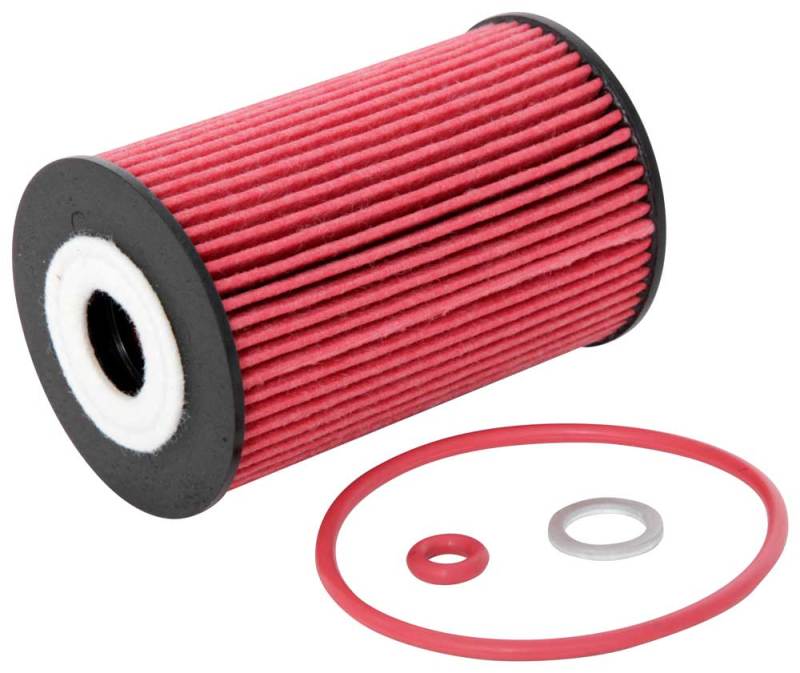K&N Performance Oil Filter for Hyundai/Kia 3.8L V6, 4.6L/5.0L V8 - HP-7029 for 2010-2016 Hyundai Genesis Coupe - angle view
