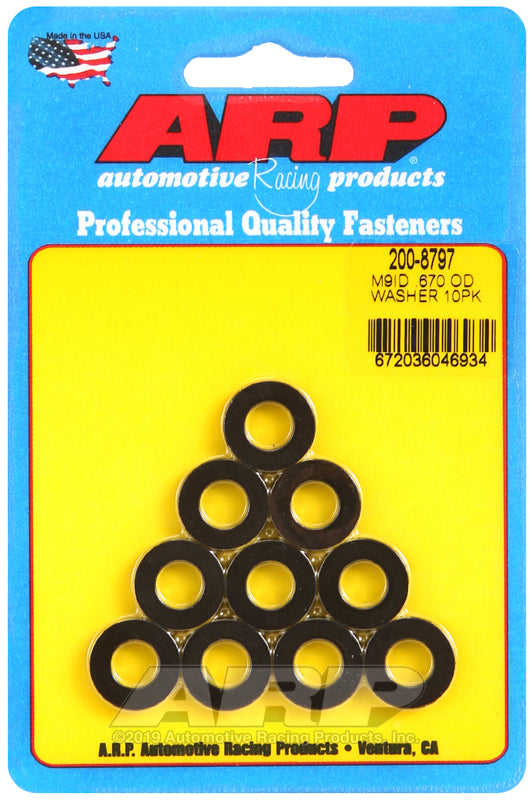 ARP M9 ID 0.670 OD Chamfer Black Washers (10 pack) - 200-8797
