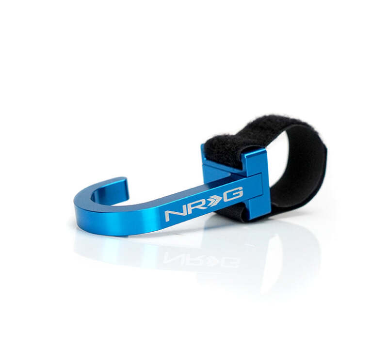 NRG Steering Wheel Hook CNC Aluminum w/ Laser Logo - Blue - STR-100BL - close-up view 2