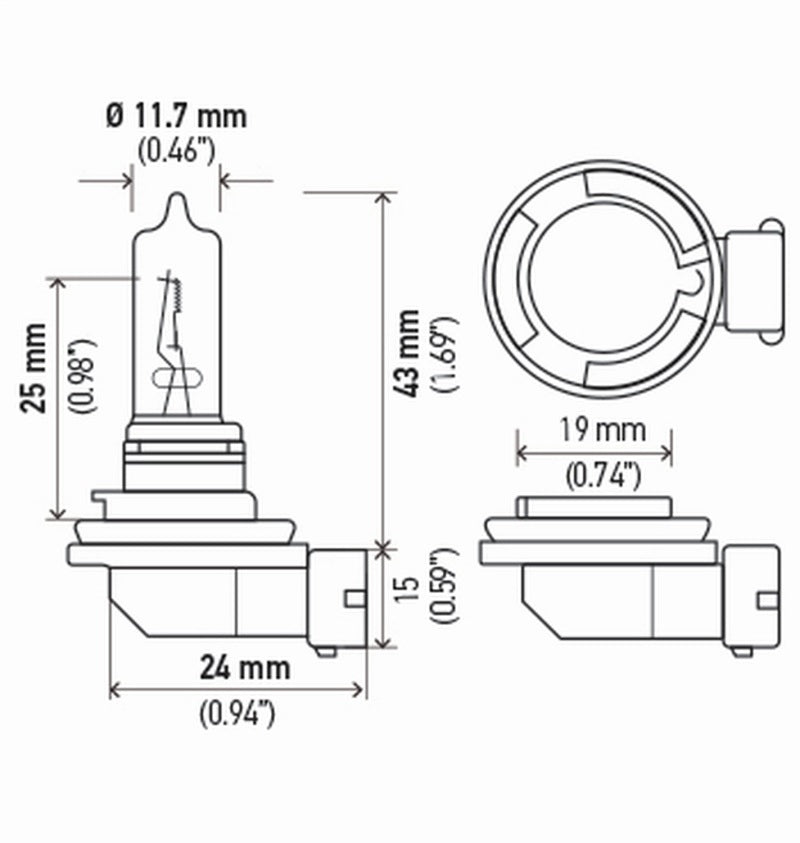 Hella Bulb H9 12V 65W Pgj195 T4 (2) - H9TB