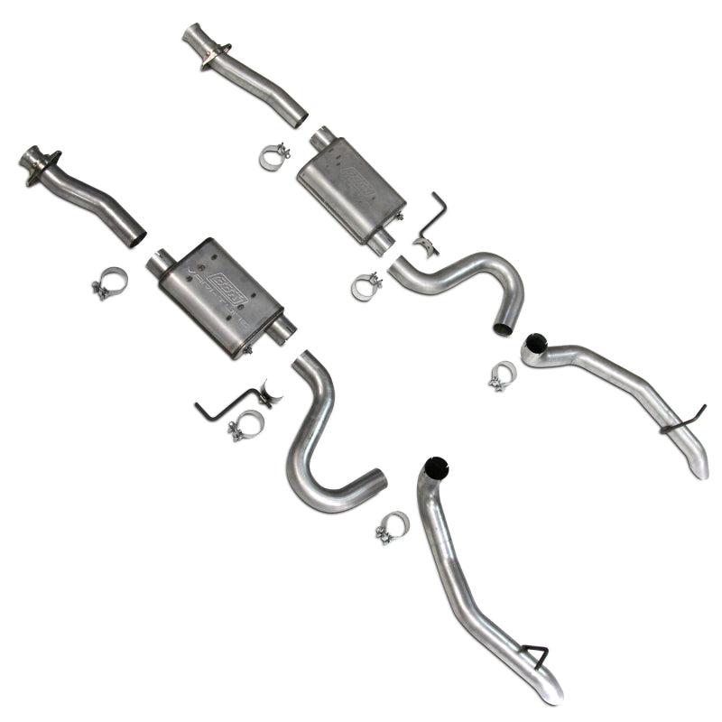 BBK 87-93 Mustang GT Cat Back Kit Varitune Mufflers - Aluminized turn downs - 3002