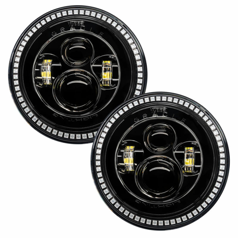 Oracle 7in High Powered LED Headlights - Black Bezel - ColorSHIFT 2.0 SEE WARRANTY - 5769-333