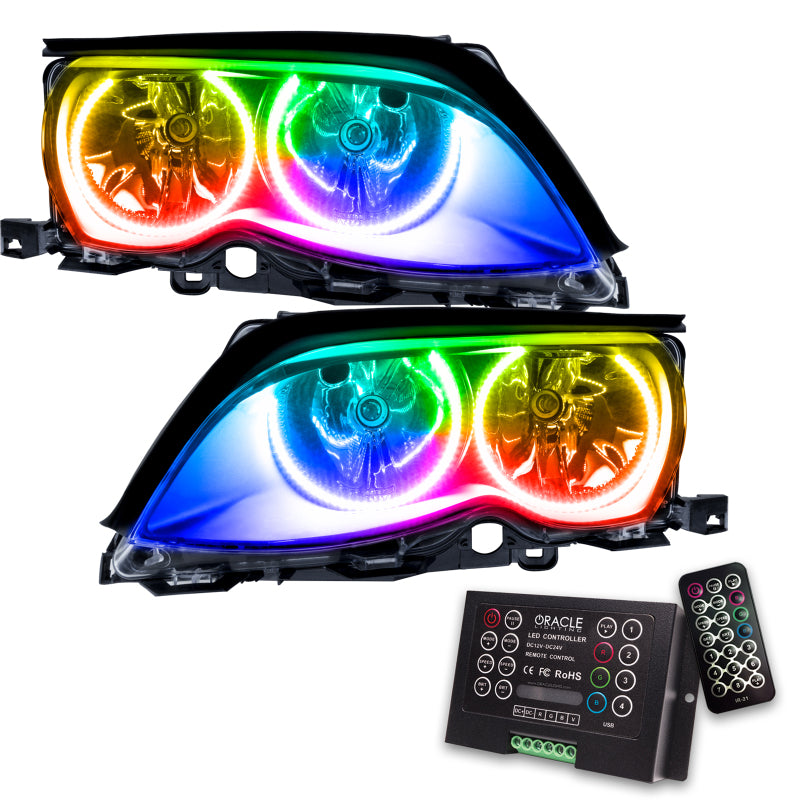 Oracle 02-05 BMW 3 Series SMD HL - Black - ColorSHIFT w/ 2.0 Controller SEE WARRANTY - 7104-333
