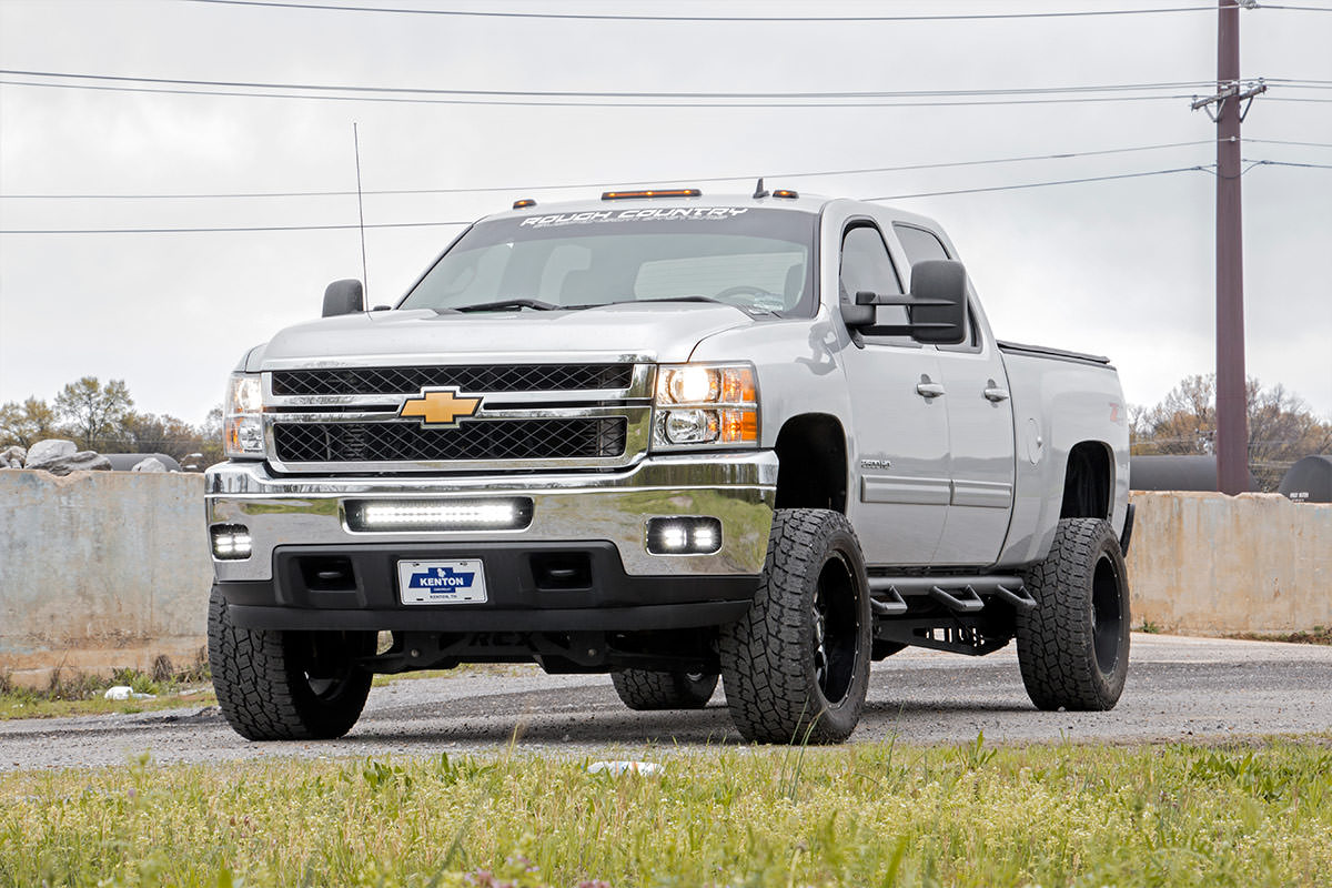 Rough Country - LED Light Kit - Fog Mount - Dual 2" Black Pair - Chevy Silverado 2500 HD/3500 HD (11-14) - 70628 by Rough Cou