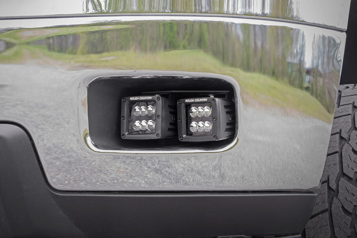Rough Country - LED Light Kit - Fog Mount - Dual 2" Black Pair - Chevy Silverado 2500 HD/3500 HD (11-14) - 70628 by Rough Cou