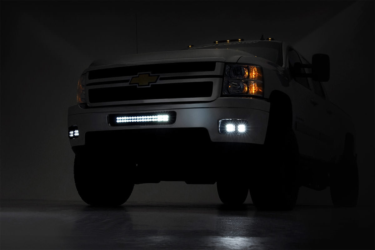 Rough Country - LED Light Kit - Fog Mount - Dual 2" Black Pair - Chevy Silverado 2500 HD/3500 HD (11-14) - 70628 by Rough Cou