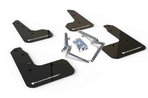 Rally Armor 17-21 Honda Civic Sport & Touring (Hatch) Black UR Mud Flap w/ White Logo - MF51-UR-BLK/WH for 2017-2021 Honda Ci
