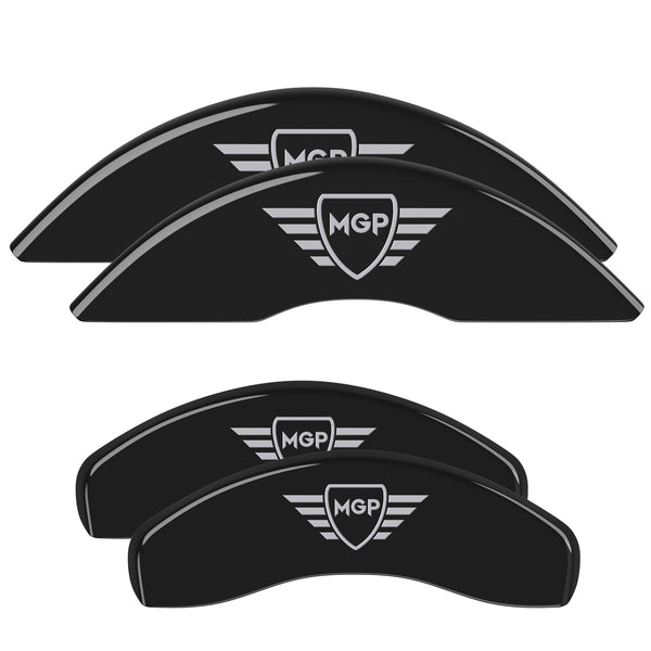 MGP 4 Caliper Covers Engraved Front &amp; Rear MGP Black Finish Silver Characters 21 Ford Bronco Sport - 10255SMGPBK