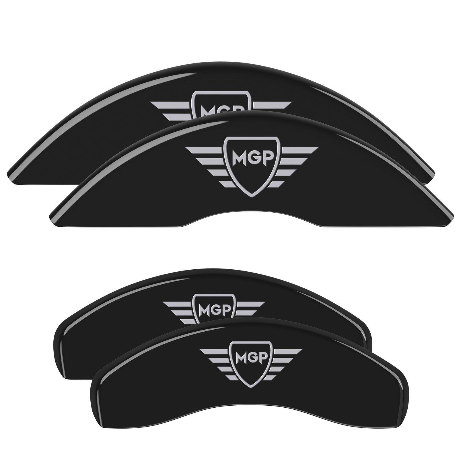 MGP 4 Caliper Covers Engraved Front &amp; Rear MGP Black finish silver ch - 29192SMGPBK