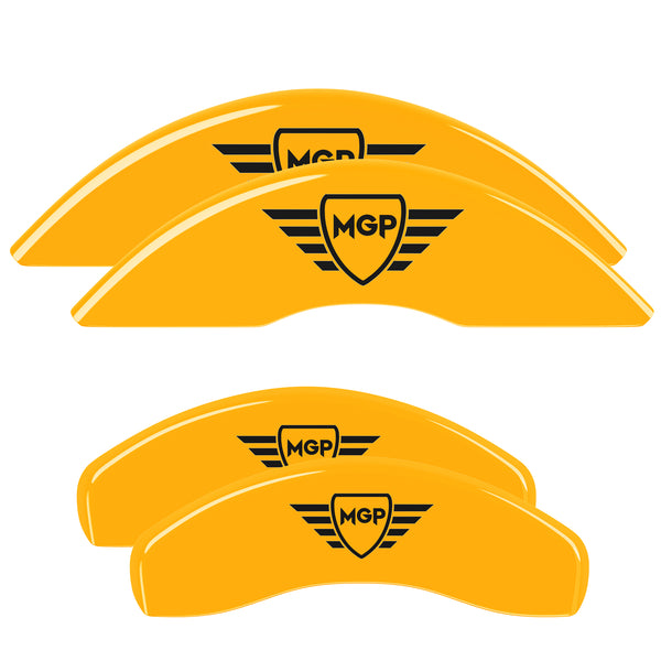 MGP 4 Caliper Covers Engraved Front &amp; Rear MGP Yellow Finish Black Characters 2017 Tesla S - 56009SMGPYL