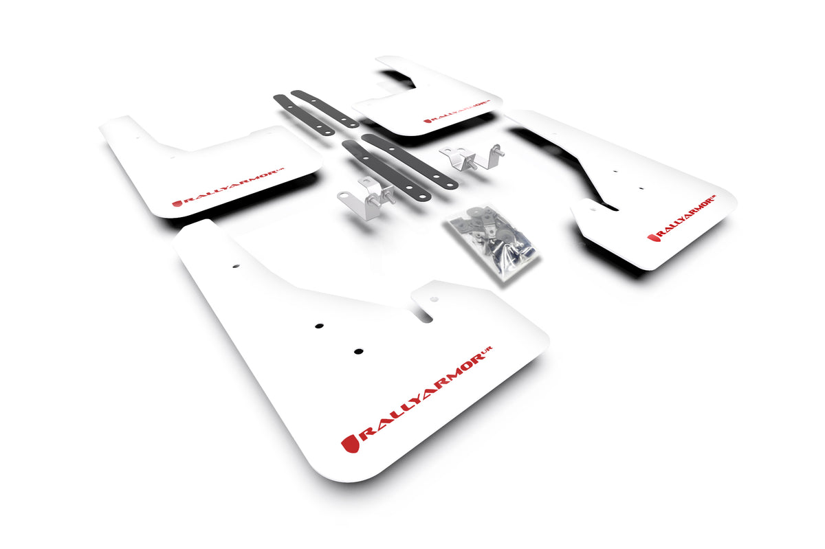 Rally Armor 18-24 Toyota Corolla Hatchback White UR Mud Flap Red Logo - MF67-UR-WH/RD for 2019-2026 Toyota Corolla - front vi