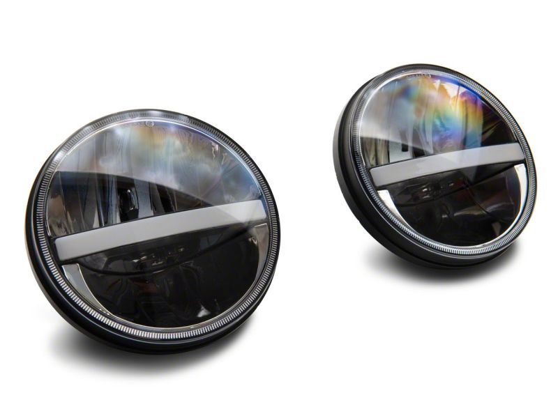 Raxiom 97-18 Jeep Wrangler TJ &amp; JK Axial 7-In LED Headlights w/ DRL - Blk Housing (Clear Lens) - J143372