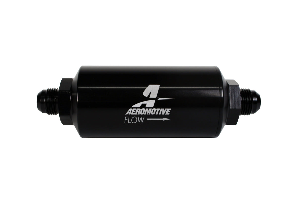 Aeromotive In-Line Filter - (AN -8 Male) 40 Micron Stainless Mesh Element Bright Dip Black Finish - 12378