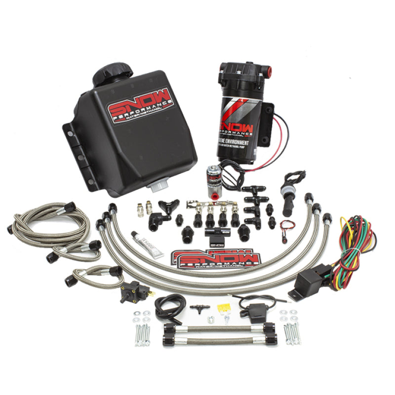 Snow Performance Stage 1 Water Injection Stainless Steel Braided Line Quad Nozzle Kit - SNO-201QUAD-BRD by Snow Performance