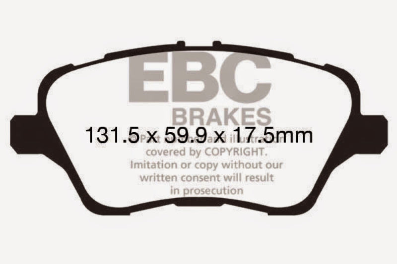 EBC 13+ Ford Fiesta 1.6 Turbo ST Ultimax2 Front Brake Pads - UD1730