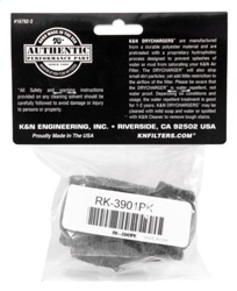 K&amp;N Air Filter Wrap Black Round Height 2.5 in ID 7.5in - RK-3901PK