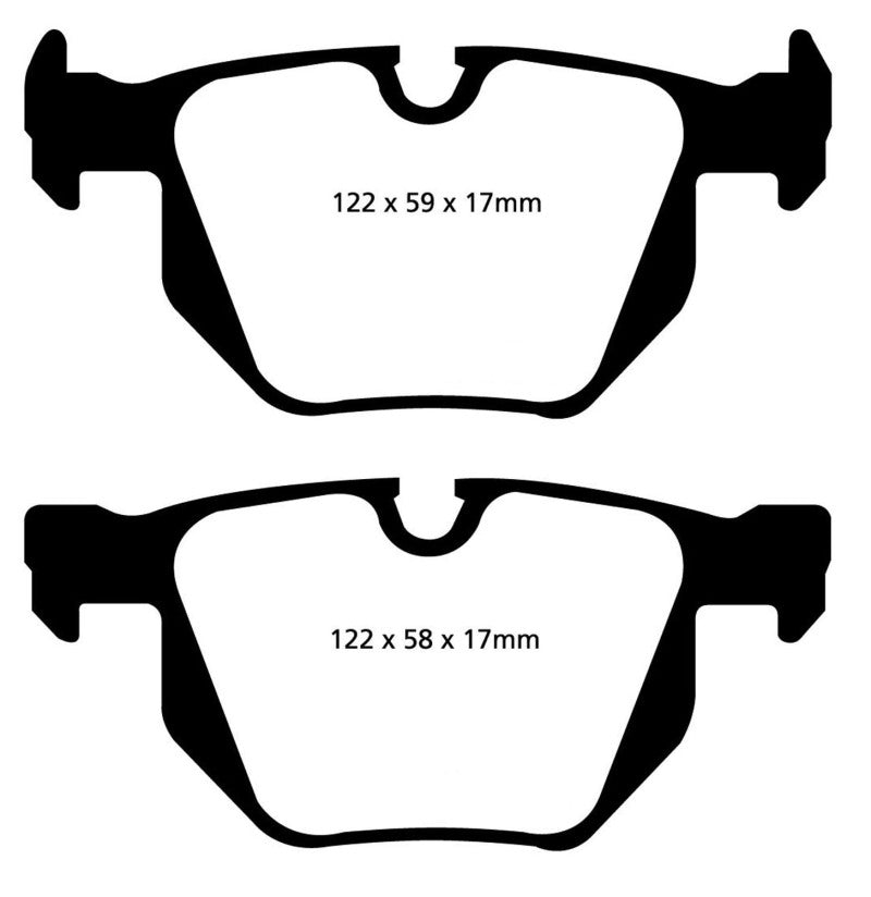 EBC 07-10 BMW X5 3.0 Ultimax2 Rear Brake Pads - UD1042 for 2007-2018 BMW X5 - installed view