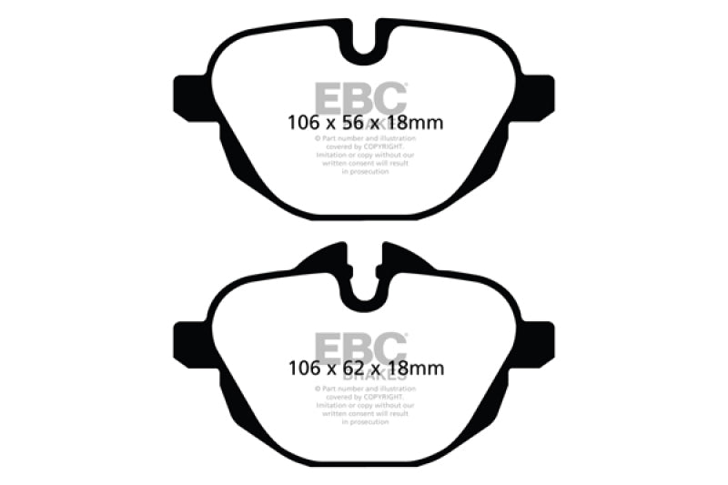 EBC 11+ BMW X3 2.0 Turbo (F25) Ultimax2 Rear Brake Pads - UD1473