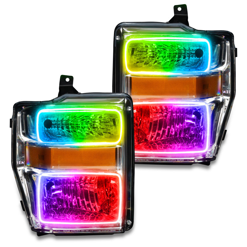 Oracle 08-10 Ford F250/350 Pre-Assembled Halo Headlights- Chrome Housing - w/o Cntrl SEE WARRANTY - 7189-334