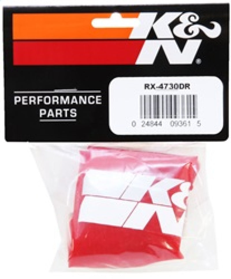 K&amp;N Drycharger Air Filter Wrap Red 6in Base ID x 5in Top ID x 6.5in Height - RX-4730DR
