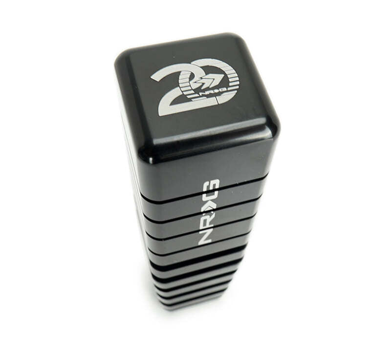 NRG Shift Knob - 20 Year Anniversary Weighted Square Heat Sink Short - Black - SK-450SQ-BKTY - close-up view