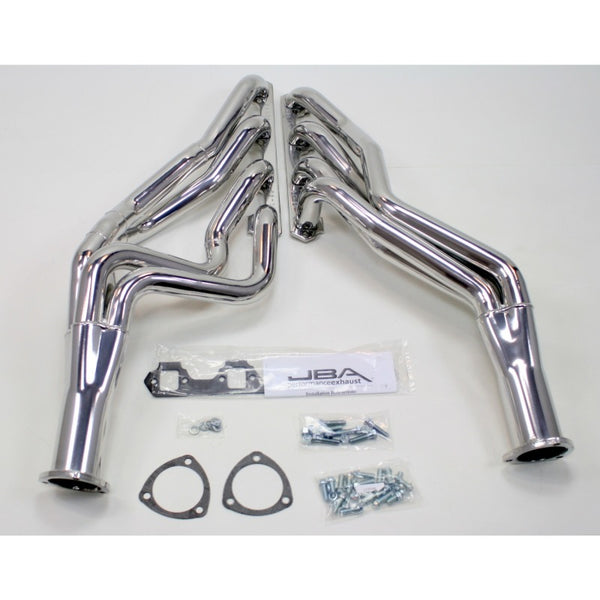 JBA 65-73 Ford Mustang 260-302 SBF 4 Speed C4/C6/AOD 1-3/4in Primary Silver Long Tube Header - 6610SJS for 1964-1973 Ford Mus