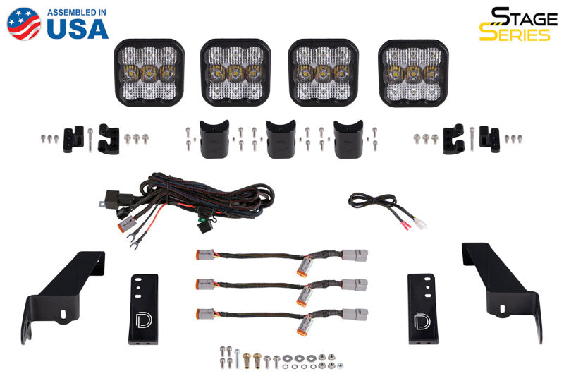 Diode Dynamics Jeep JL SS5 4-Pod CrossLink Grille Lightbar Kit Pro - White Combo - DD7268