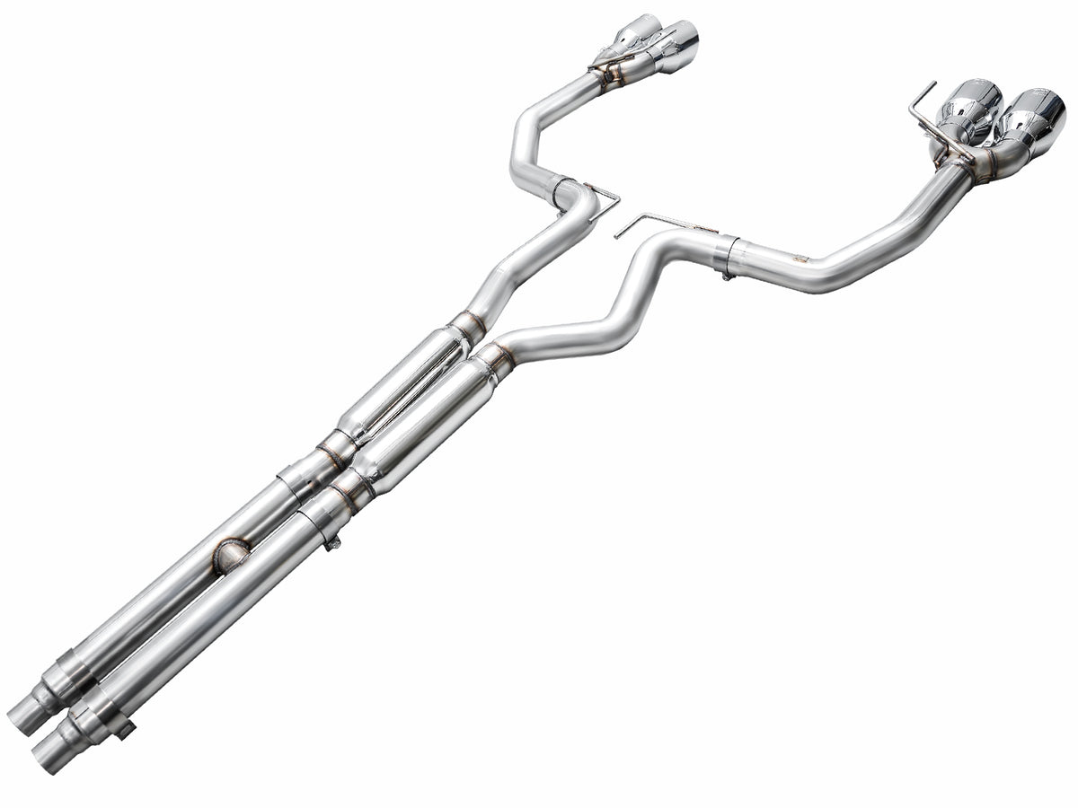 AWE 2024 Ford Mustang Dark Horse S650 RWD Track Edition Catback Exhaust w/ Quad Chrome Silver Tips - 3020-42375
