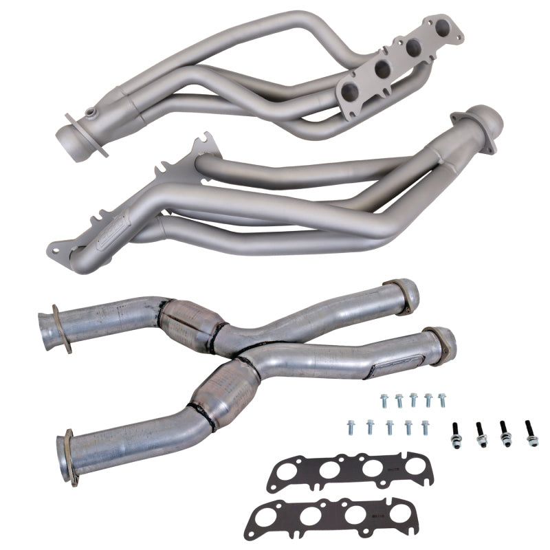 BBK 86-04 Ford Mustang Coyote Swap 1-3/4in Long Tube Headers w/High Flow Catted X-Pipe (Ti Ceramic) - 16342