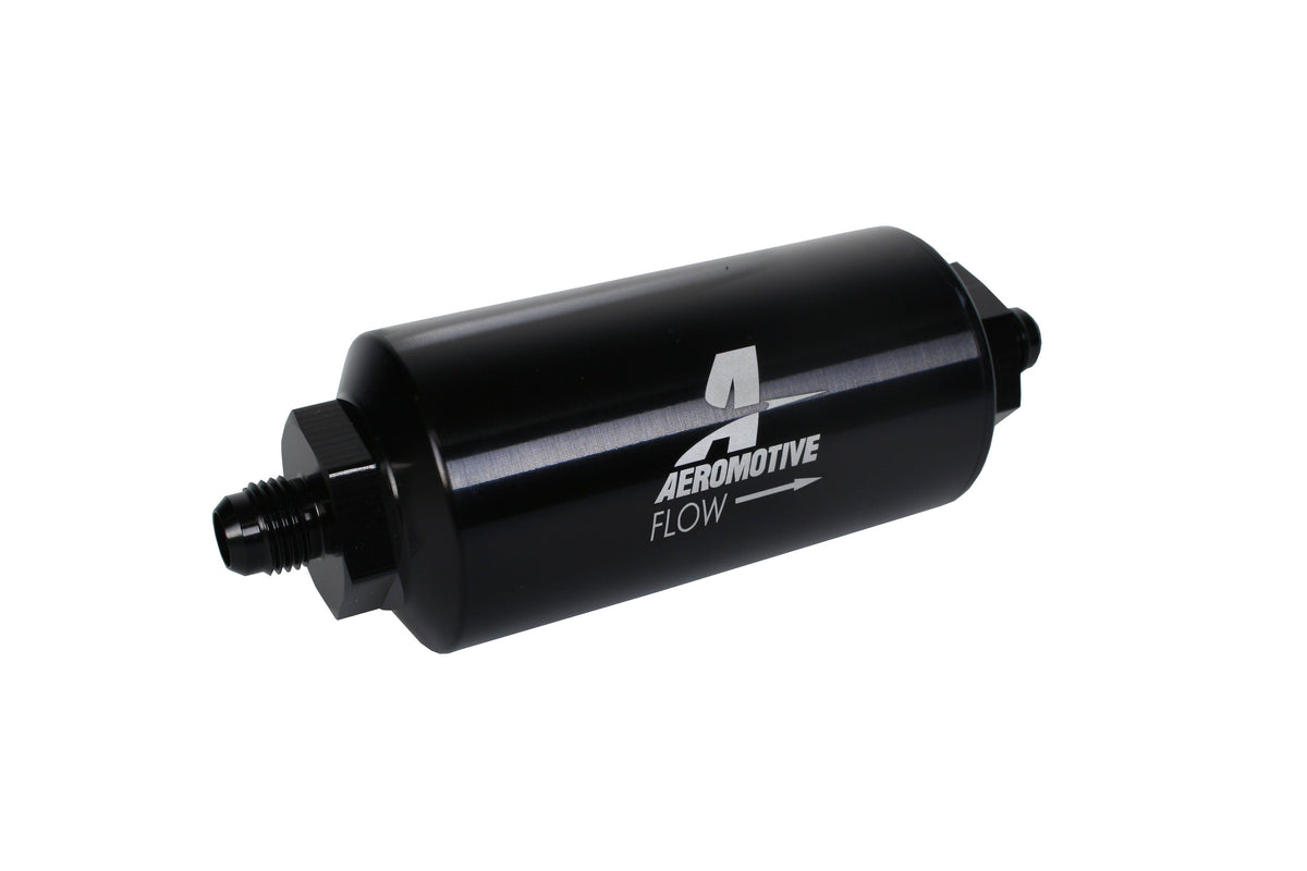 Aeromotive In-Line Filter - (AN-6 Male) 40 Micron Stainless Mesh Element Bright Dip Black Finish - 12348