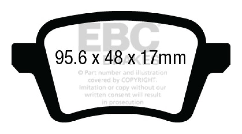 EBC 13+ Fiat 500L 1.4 Turbo Greenstuff Rear Brake Pads - DP23027