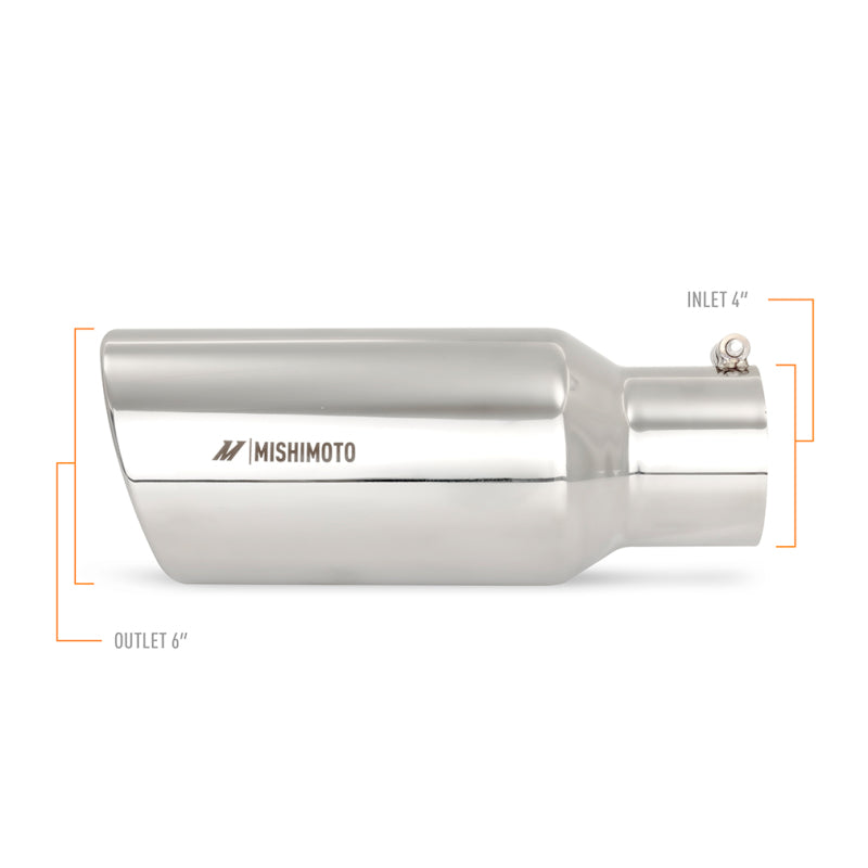 Mishimoto Universal Steel Muffler Tip 4in Inlet 6in Outlet Polished - MMEXH-TIP-DSL46